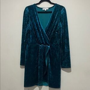 The Vanity Room Teal Velvet Mini Dress